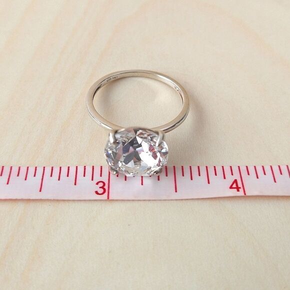 White Crystal Ring In Sterling Silver - Picture 10 of 11